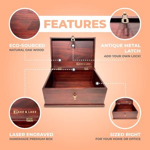 Wooden <b>Keepsake</b> <b>Box</b> Rectangular Solid Wood Covered Storage <b>Box</b> For Photos Keptakes Collectibles - Product Image 4