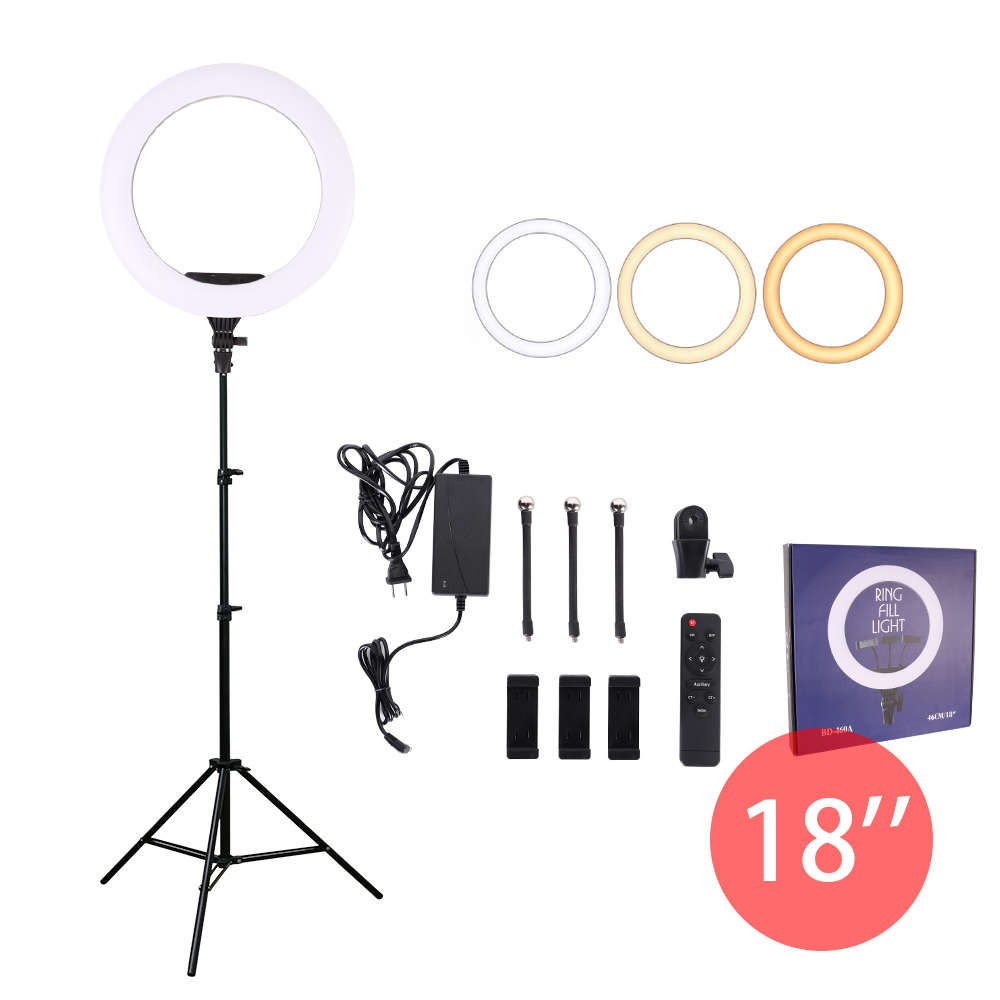 KALIOU 2022 profesyonel taşınabilir 18 inç cep telefonu flaş Led Selfie halka ışık Tripod ile