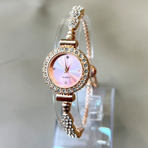 Montre-bracelet pour femmes de haute qualité, bijoux en diamant, montre à quartz pour femmes, petit cadran, bracelet en alliage, montre élégante pour robe, Reloj - Product Image 3