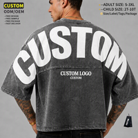 T-shirt surdimensionné personnalisé délavé à l'acide, 100 % coton épais, coupe carrée, épaules tombantes, style vintage, pour homme, streetwear