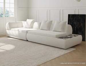 Sofá de Tela Supermoon en Estilo Crema Antiguo, Diseño Italiano para Villa, Penthouse Grande, Sala de Estar Amplia, Sofá de Fila Recta - Product Image 6