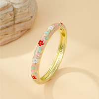 Bracelet en émail style pastoral minimaliste de luxe léger, style rétro, motif petite fleur, effet émail goutte d'huile, le plus vendu en gros