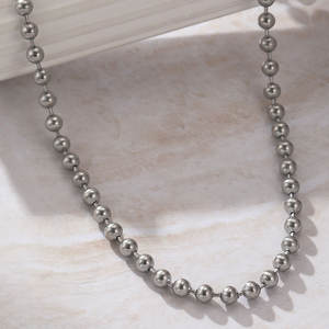 Collier à perles délicat en acier inoxydable 316L plaqué or PVD 14k 18k pour femme, bijoux fins, collier à chaîne à billes pour femme - Product Image 4