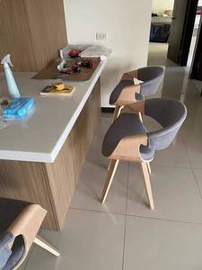 Italian Modern Minimalist Curved Dining Chair Nordic Solid <strong>Wood</strong> <strong>Stool</strong> for Balcony Leisure &amp; Study Convertible Backrest Chair - Product Image 5