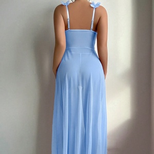 ชุดชั้นในสองชิ้นผ้าตาข่ายสีพื้นแฟชั่นใหม่ ขายดี ชุดบราและกางเกงในคอวี - Product Image 6