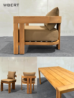 Ensemble de table basse moderne en teck sur mesure WBERT Supplier, style nord-américain, avec bois massif et ensemble de meubles d'extérieur, meubles de jardin