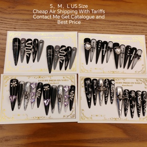 Diseñador americano de alta calidad Queen Gem Press On <span class=keywords><strong>Nails</strong></span> Custom Extra Long Soft Gel Hecho a mano Lujo Falso Uñas postizas 10 piezas - Product Image 2