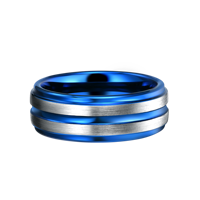 Bagues de joaillerie fine 2026 personnalisées prêtes à être expédiées, bague en tungstène bleue de 8 mm, bagues pour hommes