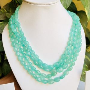 Top qualité naturel russe émeraude ovale Mani forme perles vert émeraude collier de mariage perles de pierres précieuses Stock limité - Product Image 3