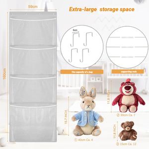 Organizador Resistente para Colgar Sobre la Puerta, para Peluches, Bolsillos de Malla para Almacenamiento de Juguetes de Peluche, Ahorra Espacio - Product Image 1