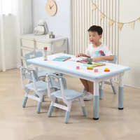Table d'étude moderne en plastique pour enfants avec 6 chaises, réglable en hauteur, pour l'école et la chambre à coucher
