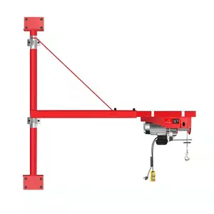 Small electric hoist for home use with wall or ground scaffold support