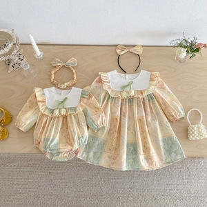 Vêtements assortis pour grandes et petites sœurs, printemps 2026, vêtements floraux pour jumeaux, vêtements en coton, tenue de princesse pour bébé fille, body, robe pour enfants - Product Image 1