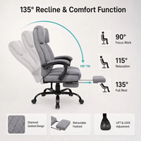 Chaise de jeu ergonomique pivotante inclinable de luxe au design européen avec vérin à gaz à 3 positions, hauteur réglable et revêtement en tissu