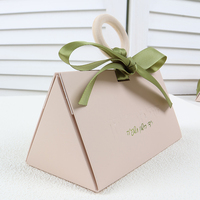 Caja de Regalo de Boda de Lujo Hecha a Mano con Diseño de Lazo Triangular en Relieve, Cajas Rígidas con Laminado Mate para Invitados