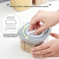 Boîte de conservation alimentaire hermétique en plastique avec couvercle rotatif, 1-2L, qualité alimentaire, empilable, pour cuisine, anti-humidité