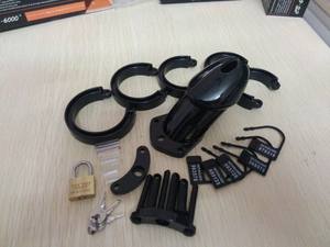 Dispositivo di castità maschile gabbia del cazzo con 5 dimensioni anello del pene serratura gabbia del cazzo cintura Bondage Fetish giocattoli adulti del sesso - Product Image 6
