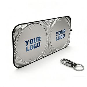 Wholesale Custom Print Logo Double Circle Fold Front Windshield <b>Shade</b> for Car Dealer Business Promo Gift Sunshade - Product Image 1