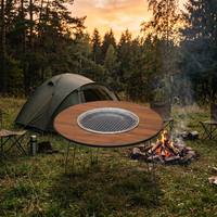 Mesa para Barbacoa, Parrilla de Acero Inoxidable Integrada, Mesa Portátil para Asar, Ideal para Campamentos, Picnics, Terrazas y Familias