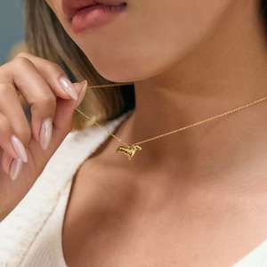 18K oro Acero inoxidable personalizado salchicha perro Collar para cadena de suéter de gama alta - Product Image 3