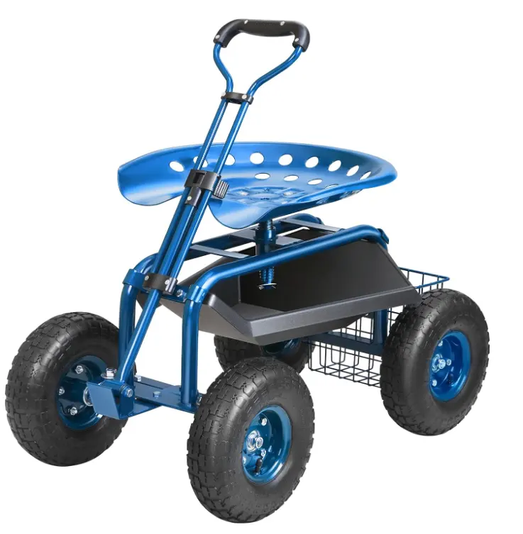 Geri çekilebilir kolu ayarlanabilir 360 derece döner koltuk açık bahçe dikim toplama çalışma koltuğu haddeleme Scooter el arabası