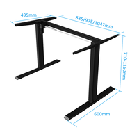 Cadre de bureau à hauteur réglable facile à assembler, noir et blanc, moderne, à moteur unique, avec plateau de bureau de 120 cm, pour la maison et le bureau