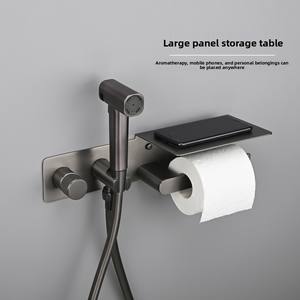 Juego de bidé de pared con rociador oculto y soporte <span class=keywords><strong>para</strong></span> papel higiénico, <span class=keywords><strong>para</strong></span> agua fría y caliente, ideal <span class=keywords><strong>para</strong></span> baño. - Product Image 2