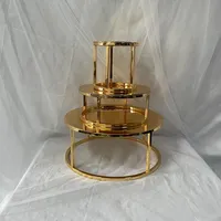 Support à gâteau en métal électro-plaqué à 3 niveaux, support à gâteau réutilisable de haute qualité, outils, cadre de support multi-niveaux, supports à gâteau