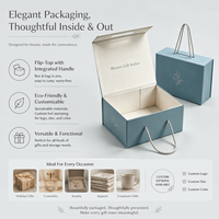 Boîte cadeau magnétique à rabat avec poignée, logo personnalisé, pelliculage mat, élégante, écologique, recyclable, emballage en papier auto-érecteur plat