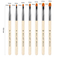 Ensemble de 7 pinceaux à ongles ovales et ronds en nylon à poils brillants de différentes tailles pour la manucure DIY à domicile