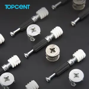 TOPCENT Furniture accessories hardware 3 in 1 minifix cabinet bolt fasteners eccentric screws 15MM mini fix for furniture