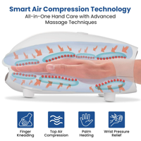 Masseur électrique portable pour les mains avec chaleur et compression, appareil de massage des mains pour le syndrome du canal carpien et l'engourdissement des doigts