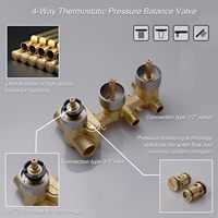 Ensemble de robinetterie de douche thermostatique en laiton brossé pour corps entier, avec douchette murale LED et mitigeur 4 voies pour baignoire
