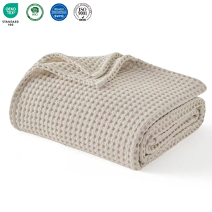 Mantas de Confort <span class=keywords><strong>para</strong></span> las Cuatro Estaciones, Manta de Algodón Tejida Personalizada <span class=keywords><strong>para</strong></span> Cama, Manta Gruesa con Tejido Waffle - Product Image 1