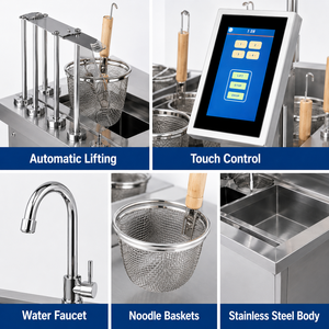 Commercial Automatic Lifting Noodle Cooker 6KW Electric Pasta Cooker Machine with Smart Touch Control for Ramen Restaurant - Product Image 2