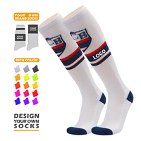 Chaussettes de football longues unisexes au design tendance, chaussettes de football tricotées de haute qualité, chaussettes personnalisées jusqu'au genou pour le football