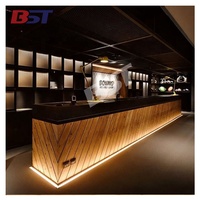 Comptoir de bar commercial en forme de L sur mesure avec éclairage LED, design moderne pour hôtel, centre commercial, salle de sport, garantie de 10 ans