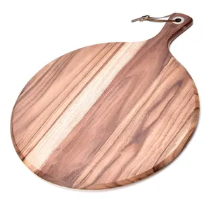 Factory Acacia Wood Pizza Peel 12" Cutting Board Bread And Crackers Platter For Serving Cheese Paddle Board