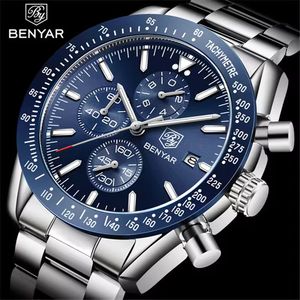 BENYAR, reloj de cuarzo de lujo para hombre de marca superior, relojes deportivos impermeables informales de negocios de acero inoxidable, reloj para hombre - Product Image 1