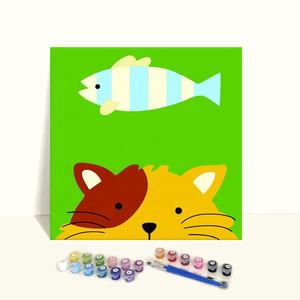 Conejo de 20x20cm para niños, lienzo de colores personalizado, pintura artesanal por número - Product Image 2