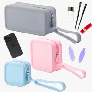 Лидер продаж, большие емкости, Легкие многофункциональные силиконовые косметические сумки, водонепроницаемые дорожные Роскошные Пользовательские логотип на молнии - Product Image 2