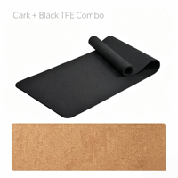 Tapis de yoga et Pilates en liège et TPE grande taille 183x61cm, durable, écologique, portable, avec sangle de rangement en aluminium en option