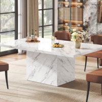Ensemble de table à manger en bois sur mesure, design commercial, 8 places, élégant, rectangulaire, avec finition mate, pour restaurant, hôtel