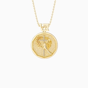 Loveher bijoux en laiton nouveauté Simple élégant terre promise croix colombe de <span class=keywords><strong>la</strong></span> paix avec branche d'olivier pièce médaillon collier - Product Image 1