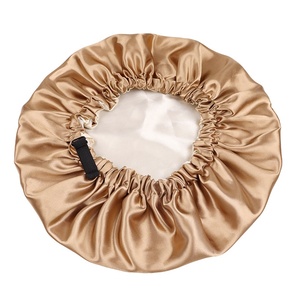 Bonnet <span class=keywords><strong>de</strong></span> nuit en satin double couche réglable, imperméable, pour la douche et le <span class=keywords><strong>bain</strong></span>, avec élastiques ajustables pour cheveux bouclés naturels - Product Image 4