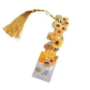 Nouveau marque-page en métal ajouré avec pompon, motif peinture Van Gogh, pince à livre pour cadeau promotionnel d'entreprise - Product Image 5