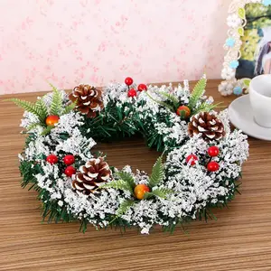 Wholesale Customize Christmas Decoration Garlands Wreaths Snow Bery Christmas Wreath Garlands 20CM