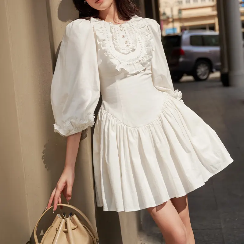 Custom Organic Summer Mini Clothing Elbise Boheme Women Hawaii Linen Cotton Swing White Loose Jurk Vintage Wit Dress For Lady