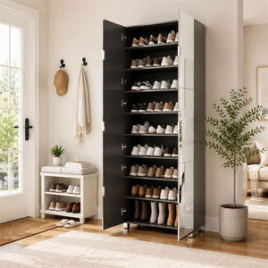 Mueble Zapatero a Medida con Estantes Extraíbles, Organizador <span class=keywords><strong>de</strong></span> Zapatos <span class=keywords><strong>de</strong></span> Entrada <span class=keywords><strong>de</strong></span> Piso a Techo, Armario con Puerta Abatible - Product Image 6