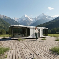 Cabane Apple moderne préfabriquée en acier et polycarbonate, maisonnette sur roues entièrement équipée, pod de jardin mobile, bureau portable pour jardin